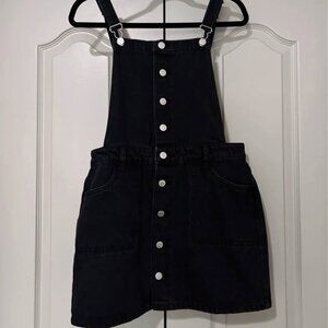 🖤 PacSun Black Denim Mini Overall Dress – Size Medium 🖤